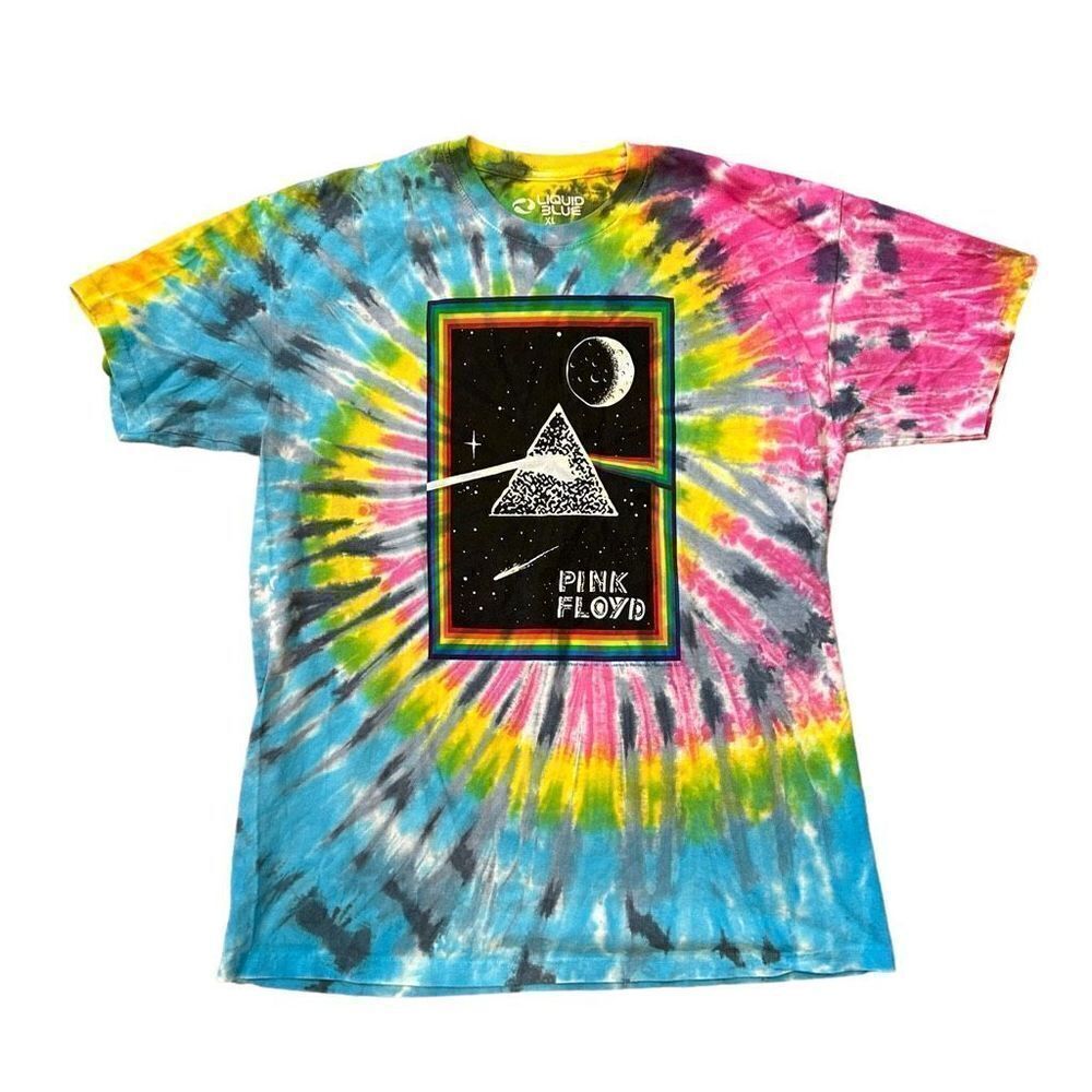 Liquid Blue Pink Floyd Prism Moon Tie-Dye T-Shirt size XL